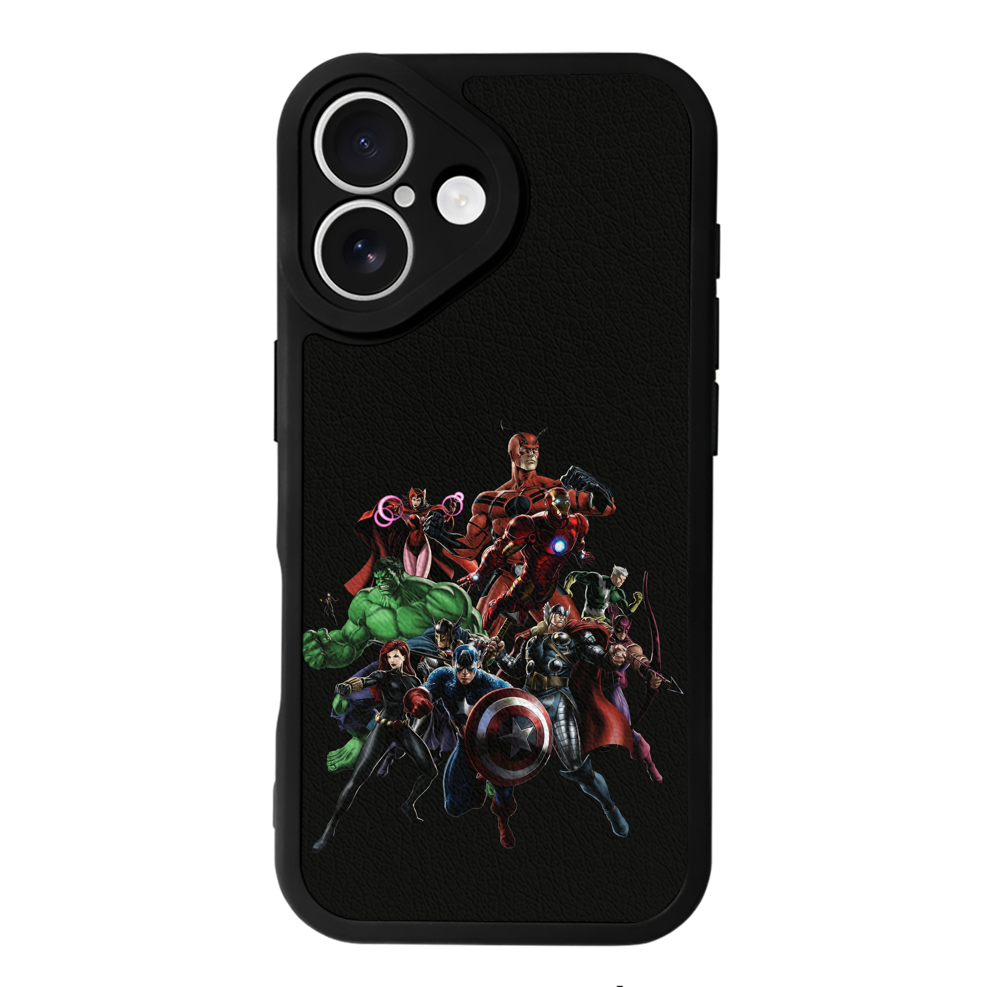 （画像用） アベンジャーズ The Avengers 【iPhone 16シリーズ対応】シリコンスマホケース（レザー調） 材質：シリコン